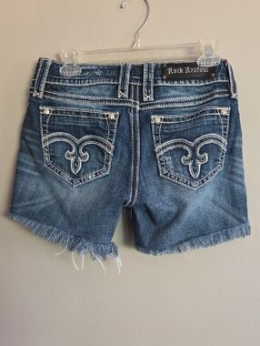 Rock Revival Distressed Denim Cutoff Shorts in Blue